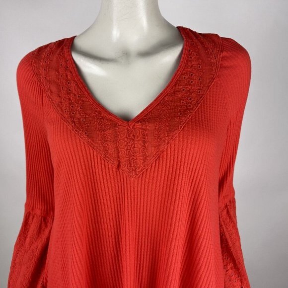 Free People Parisian Nights Tunic Top Women S Eyelet Embroidered V-neck Boho - Picture 8 of 15